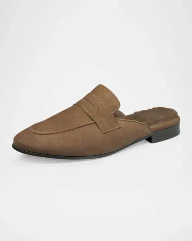 Bougeotte Fandango Suede Shearling-Lined Loafer Mules | Thumbnail 2 Bougeotte Fandango Suede Shearling-Lined Loafer Mules | Thumbnail 2
