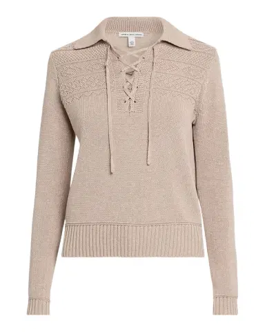 Autumn Cashmere Geometric Cotton Lace-Up Sweater | Thumbnail 1
