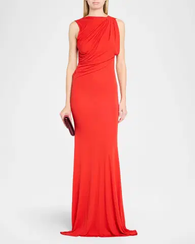 Alex Perry Sleeveless Open Back Drape Gown in Dry Jersey | Thumbnail 2 Alex Perry Sleeveless Open Back Drape Gown in Dry Jersey | Thumbnail 2