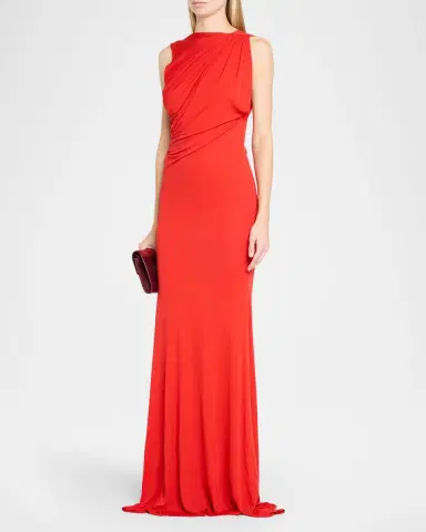 Alex Perry Sleeveless Open Back Drape Gown in Dry Jersey | Thumbnail 4 Alex Perry Sleeveless Open Back Drape Gown in Dry Jersey | Thumbnail 4