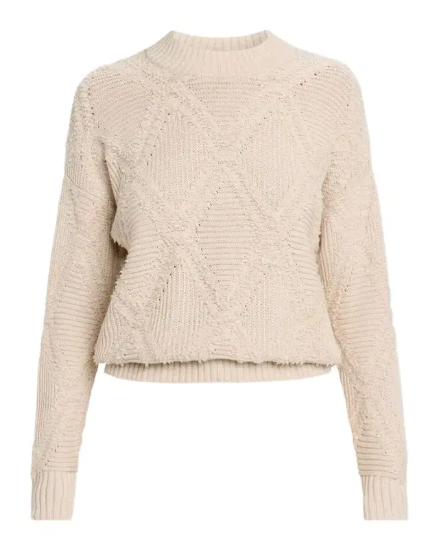 Autumn Cashmere Ribbed and Boucle Knit Diamond Sweater