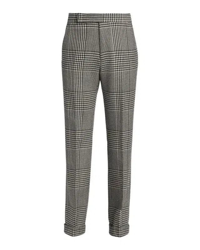 TOM FORD Men 's Master Prince of Wales Wool Trousers