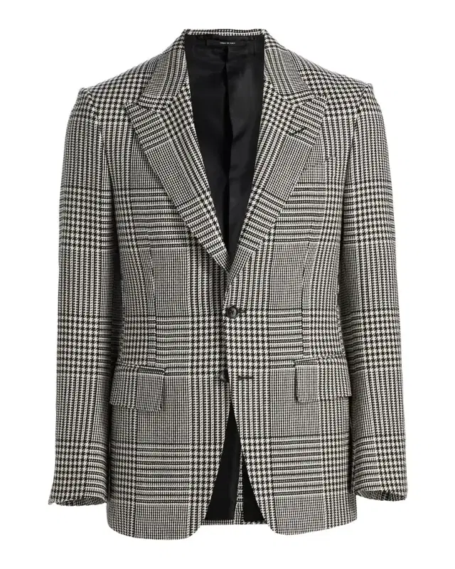 TOM FORD Men 's Master Prince of Wales Wool Jacket