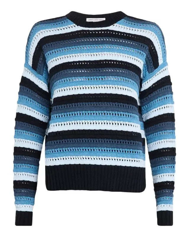 Autumn Cashmere Gradient Striped Pointelle Cotton Sweater