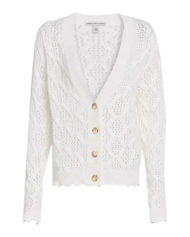 Autumn Cashmere Scalloped Pointelle Diamond Knit Cardigan