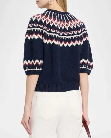 Autumn Cashmere Puff-Sleeve Fair Isle Sweater | Thumbnail 3 Autumn Cashmere Puff-Sleeve Fair Isle Sweater | Thumbnail 3
