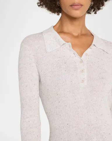 Autumn Cashmere Speckled Rib Knit Polo Sweater | Thumbnail 5