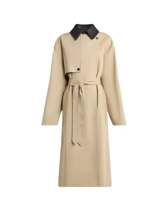 Bottega Veneta Intrecciato-Collar Water-Repellent Trench Coat