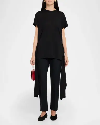 Toteme Tie-Waist Jersey Short-Sleeve T-Shirt | Thumbnail 2 Toteme Tie-Waist Jersey Short-Sleeve T-Shirt | Thumbnail 2