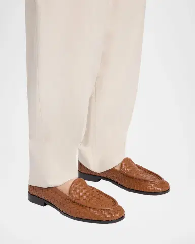 Bottega Veneta Men 's Silenzio Intrecciato Napa Leather Loafers | Thumbnail 2