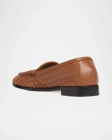 Bottega Veneta Men 's Silenzio Intrecciato Napa Leather Loafers | Thumbnail 4