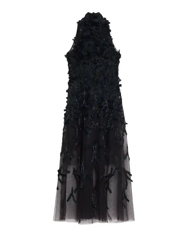 Feather Embellished Tulle Gown