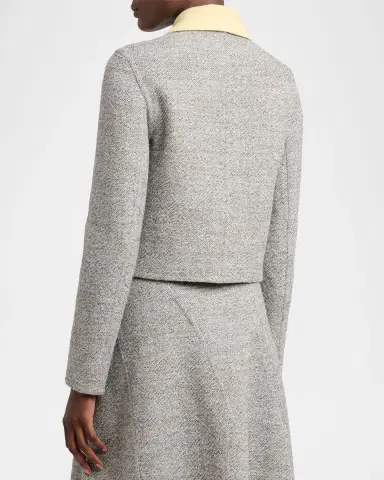 Proenza Schouler Gaelle Contrast-Collar Tweed Single-Breasted Jacket | Thumbnail 3 Proenza Schouler Gaelle Contrast-Collar Tweed Single-Breasted Jacket | Thumbnail 3