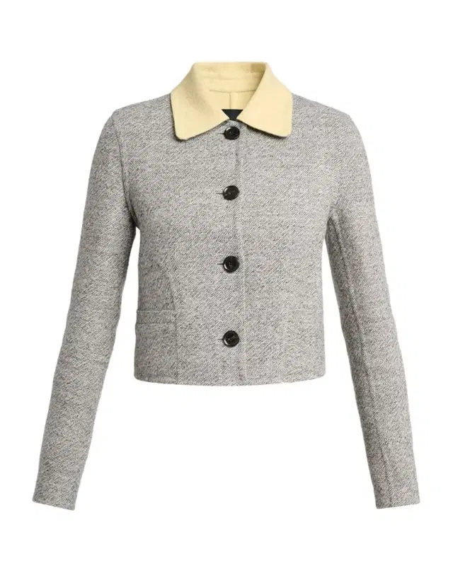 Proenza Schouler Gaelle Contrast-Collar Tweed Single-Breasted Jacket