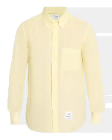 Thom Browne Men 's Linen Garment Dyed Button-Down Shirt | Thumbnail 5 Thom Browne Men 's Linen Garment Dyed Button-Down Shirt | Thumbnail 5