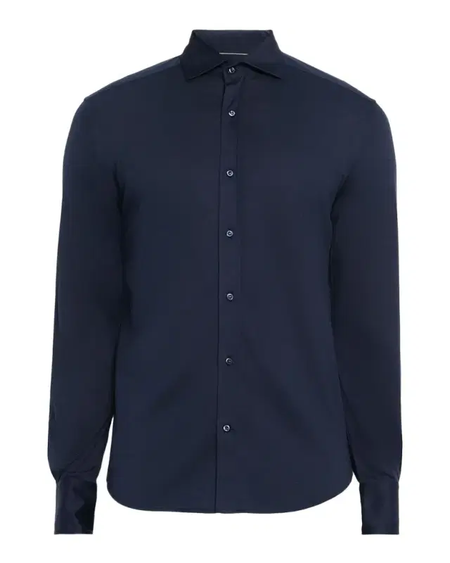 Men's Silk and Cotton Jersey Long-Sleeve Polo Shirt