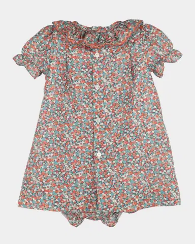 Luli & Me Girl 's Smocked Floral Cotton Dress & Bloomers Set, Size 6M-24M | Thumbnail 2