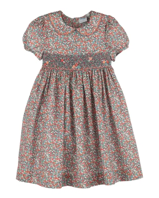 Luli & Me Girl 's Floral Cotton Smocked Dress, Size 2T-6