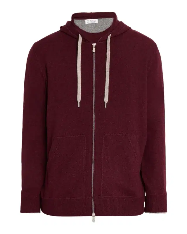 Men's Cashmere Knit Full-Zip Hoodie