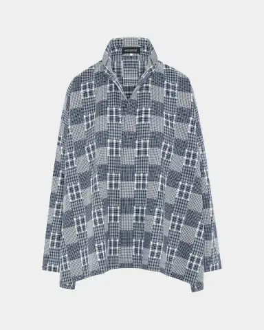 Eskandar Multi-Plaid Cotton Wide Longer Back Shirt Jacket | Thumbnail 6