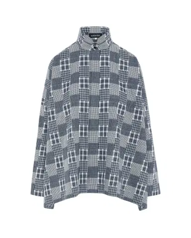 Eskandar Multi-Plaid Cotton Wide Longer Back Shirt Jacket | Thumbnail 1