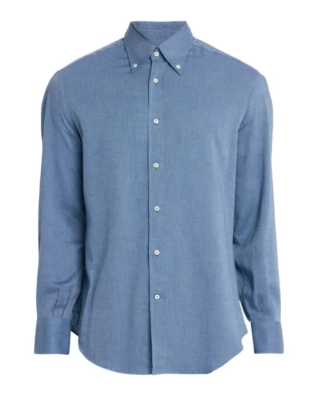 Brunello Cucinelli Men 's Cotton and Cashmere Diagonal Flannel Button-Down Shirt