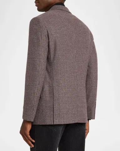 Brunello Cucinelli Men's Glen Plaid Wool-Cashmere Suit Jacket | Thumbnail 3