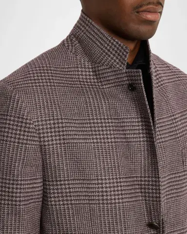 Brunello Cucinelli Men's Glen Plaid Wool-Cashmere Suit Jacket | Thumbnail 7