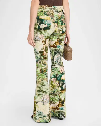 Alice + Olivia Beautiful Printed High-Rise Bell Bottom Jeans | Thumbnail 3
