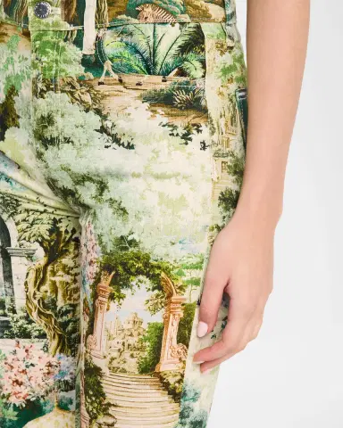 Alice + Olivia Beautiful Printed High-Rise Bell Bottom Jeans | Thumbnail 5