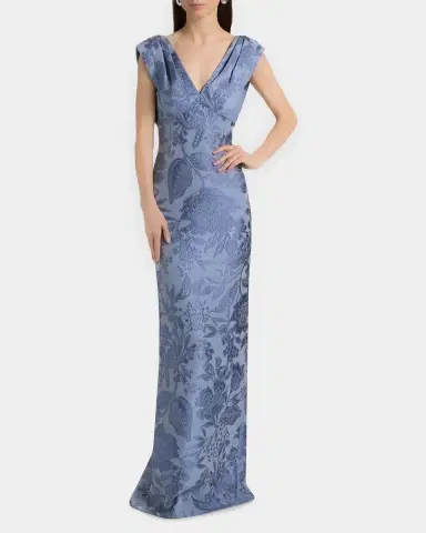 Lela Rose Floral Jacquard Gown | Thumbnail 2 Lela Rose Floral Jacquard Gown | Thumbnail 2