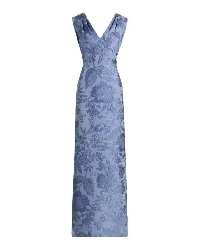 Lela Rose Floral Jacquard Gown