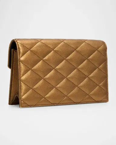 Saint Laurent Envelope Small YSL Wallet on Chain in Metallic Leather | Thumbnail 3