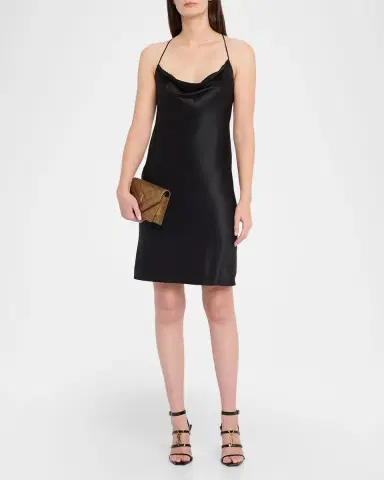 Saint Laurent Envelope Small YSL Wallet on Chain in Metallic Leather | Thumbnail 5