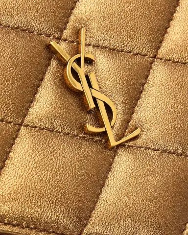 Saint Laurent Envelope Small YSL Wallet on Chain in Metallic Leather | Thumbnail 6