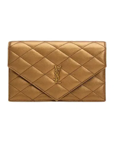 Saint Laurent Envelope Small YSL Wallet on Chain in Metallic Leather | Thumbnail 1
