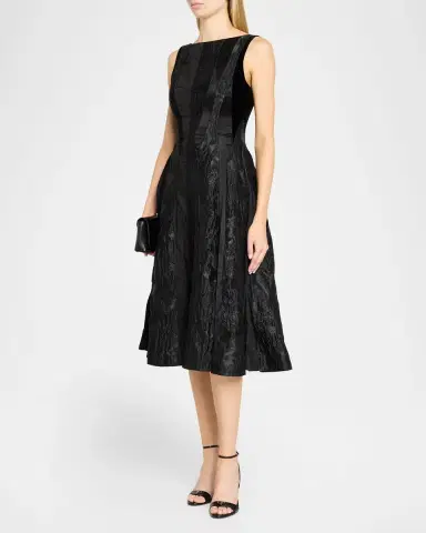 Jason Wu Collection Mixed-Media Patchwork Sleeveless Low-Back Midi Dress | Thumbnail 4 Jason Wu Collection Mixed-Media Patchwork Sleeveless Low-Back Midi Dress | Thumbnail 4