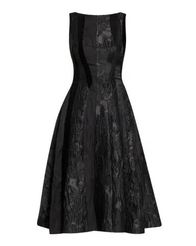 Jason Wu Collection Mixed-Media Patchwork Sleeveless Low-Back Midi Dress | Thumbnail 1 Jason Wu Collection Mixed-Media Patchwork Sleeveless Low-Back Midi Dress | Thumbnail 1