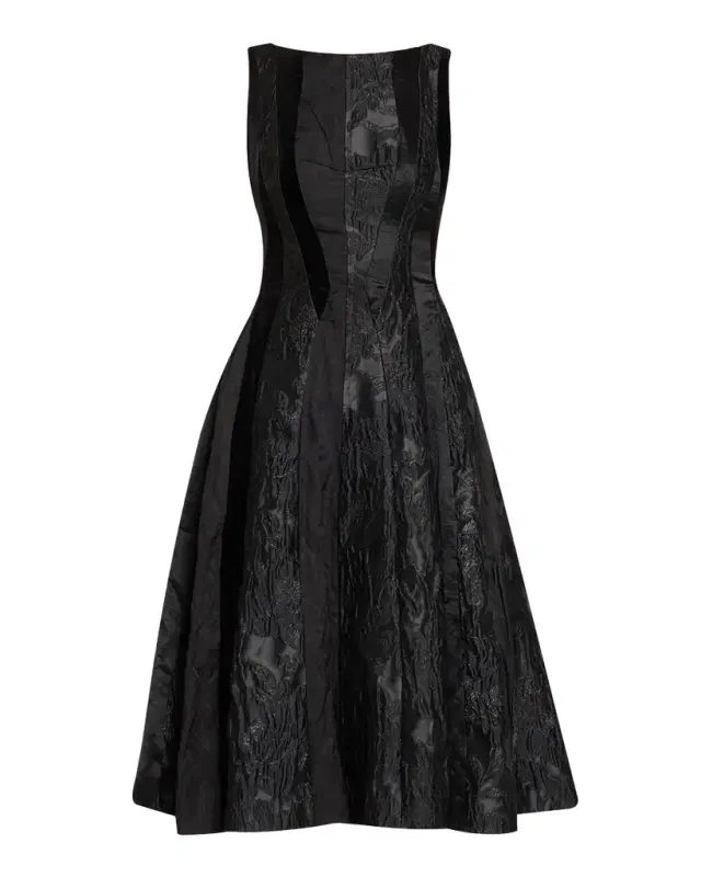 Jason Wu Collection Mixed-Media Patchwork Sleeveless Low-Back Midi Dress