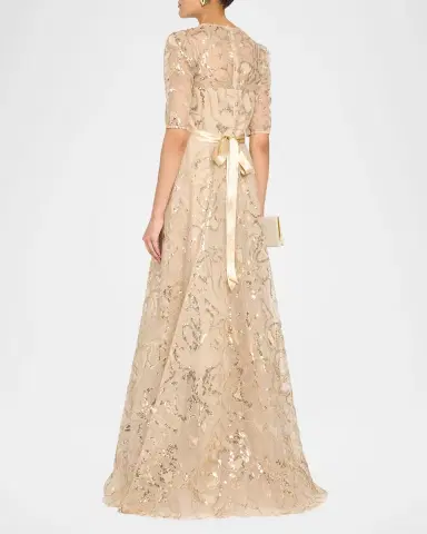 Rickie Freeman for Teri Jon Sequined Floral Tulle Gown | Thumbnail 3