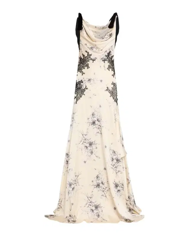 Cinq à Sept Hand-Sketched Floral Cowl-Neck Gown