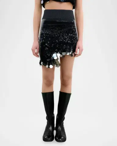 PH5 Casey Sequined Asymmetric Wavy Mini Skirt | Thumbnail 4