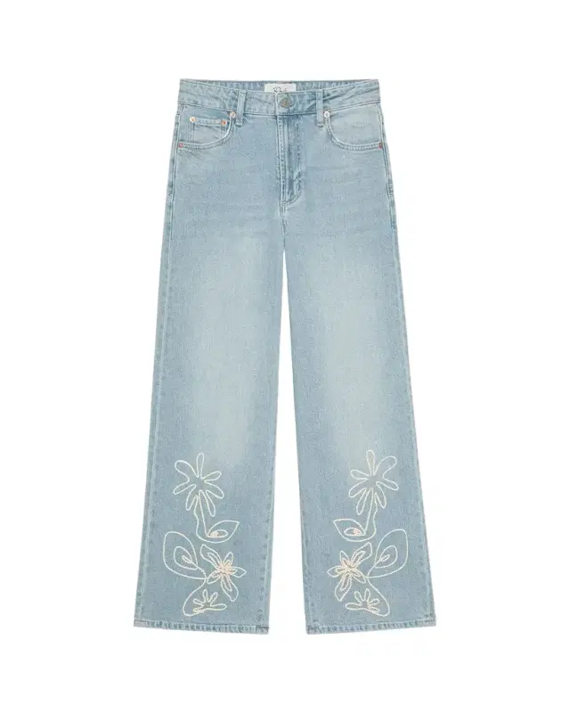 RAILS Getty Embroidered Wide Cropped Jeans