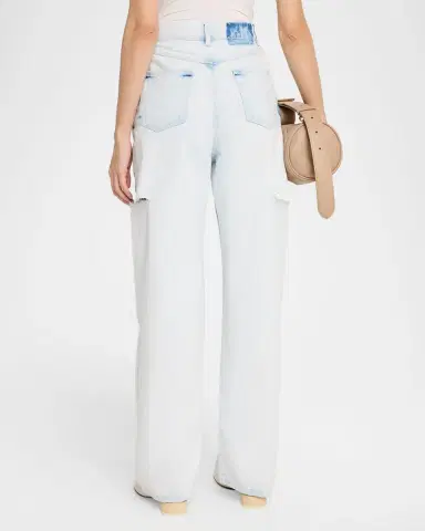 MM6 MAISON MARGIELA Cutout Bleached Barrel-Leg Jeans | Thumbnail 3