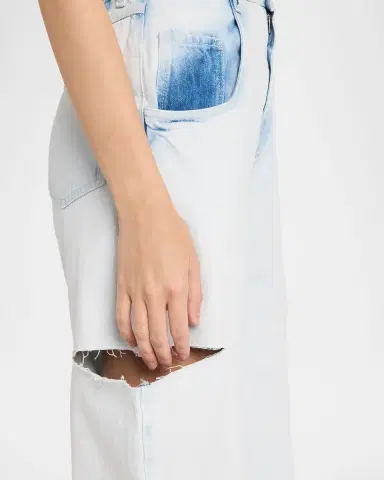 MM6 MAISON MARGIELA Cutout Bleached Barrel-Leg Jeans | Thumbnail 5