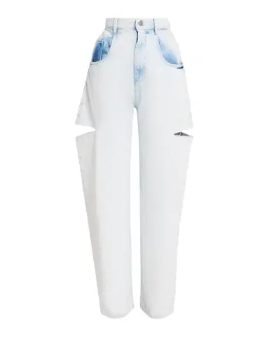 MM6 MAISON MARGIELA Cutout Bleached Barrel-Leg Jeans | Thumbnail 1
