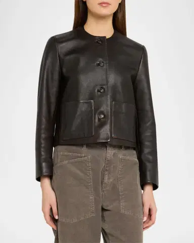 Nili Lotan Ophelie Leather Collarless Jacket | Thumbnail 4