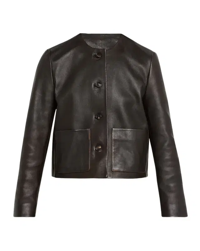 Ophelie Leather Collarless Jacket Ophelie Leather Collarless Jacket