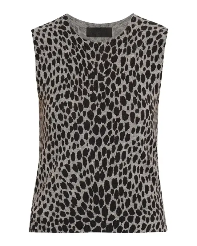Nili Lotan Nessa Cheetah Cashmere Sweater Tank