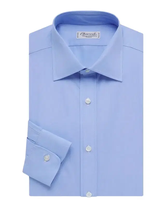 Charvet Men's Solid Cotton Barrel-Cuff Dress Shirt